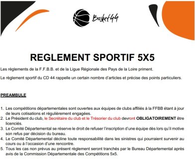 Règlement sportif comité