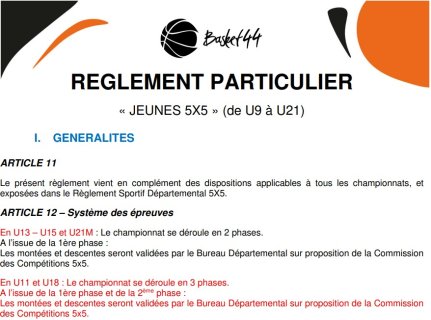 Règlement particulier jeunes 5x5